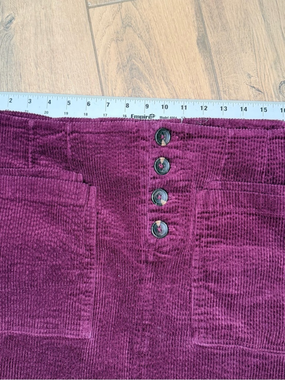 Altar’d State A Beautiful Soul Burgundy Corduroy Button Front Mini Skirt - Picture 5 of 9